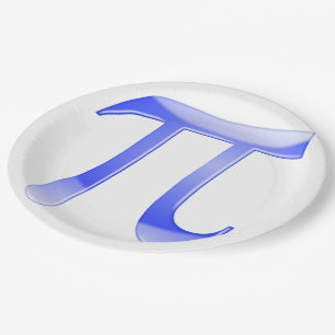 Shiny  Blue Pi Symbol Paper Plates