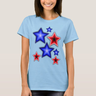 Shiny Blue & Red Stars T-Shirt
