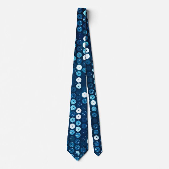 shiny blue sequins neck tie (Front)