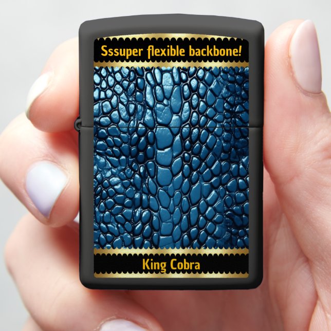 Shiny blue snake skins add artistic texture zippo lighter (In Hand)
