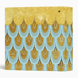 Shiny Blue Teal Glitter Mermaid Fish Scales Binder