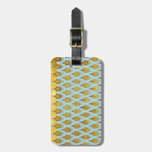 Shiny Blue Teal Glitter Mermaid Fish Scales Luggage Tag
