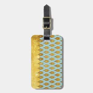 Shiny Blue Teal Glitter Mermaid Fish Scales Luggage Tag