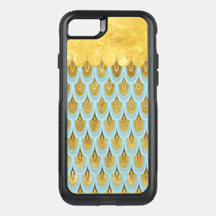 Shiny Blue Teal Glitter Mermaid Fish Scales OtterBox Commuter iPhone SE/8/7 Case