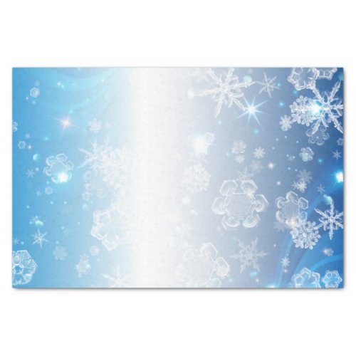 Shiny Blue Winter Wonderland Crystal Snowflakes  Tissue Paper