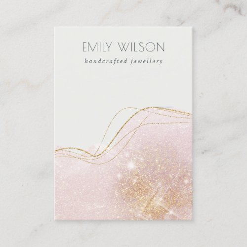 Shiny Blush Gold Glitter Blank Jewelry Display Business Card