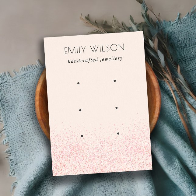 Shiny Blush Pink Glitter Texture 3 Earring Display Business Card (Creator Uploaded)