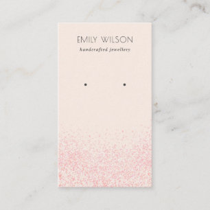 Shiny Blush Pink Glitter Texture Earring Display Business Card