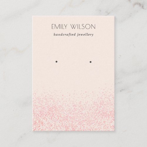 Shiny Blush Pink Glitter Texture Earring Display Business Card