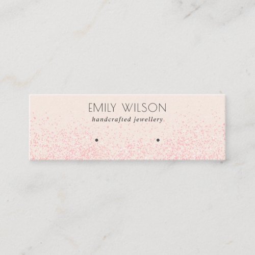 Shiny Blush Pink Glitter Texture Earring Display Mini Business Card