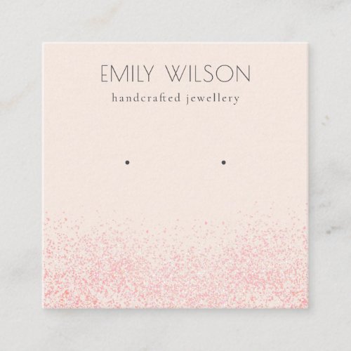 Shiny Blush Pink Glitter Texture Earring Display Square Business Card