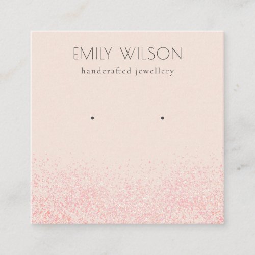 Shiny Blush Pink Glitter Texture Earring Display Square Business Card