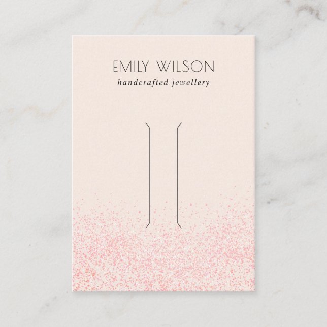 Shiny Blush Pink Glitter Texture Hair Clip Display Business Card (Front)