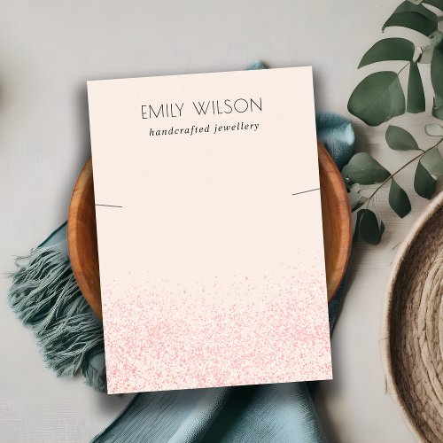 Shiny Blush Pink Glitter Texture Necklace Display Business Card
