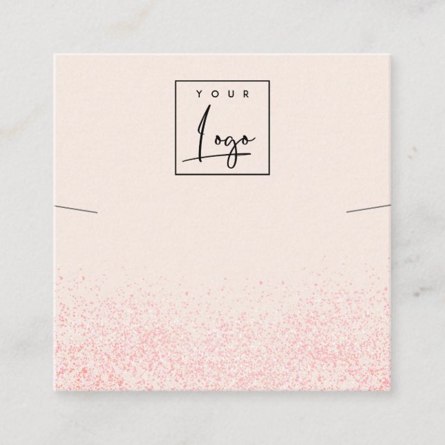 Shiny Blush Pink Glitter Texture Necklace Display Square Business Card (Front)