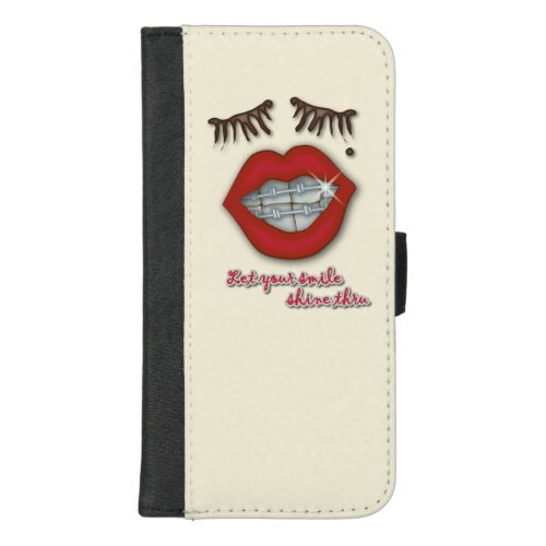 Shiny Braces Red Lips Mole and Thick Eyelashes iPhone 87 Plus Wallet Case