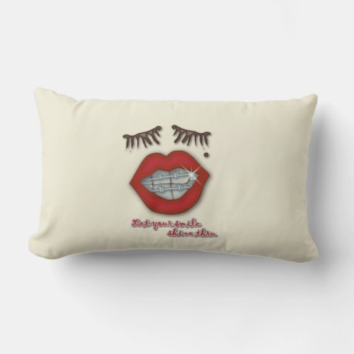 Shiny Braces Red Lips Mole and Thick Eyelashes Lumbar Pillow