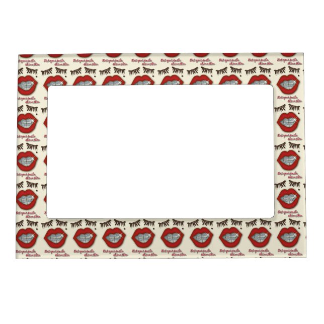 Shiny Braces, Red Lips, Mole, and Thick Eyelashes Magnetic Photo Frame (Front)