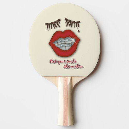 Shiny Braces Red Lips Mole and Thick Eyelashes Ping Pong Paddle
