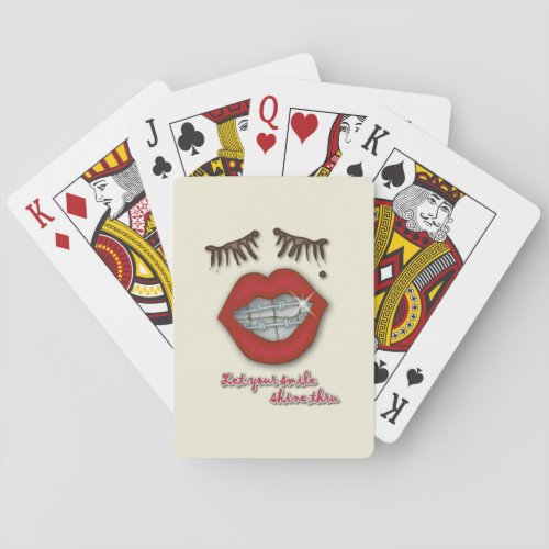 Shiny Braces Red Lips Mole and Thick Eyelashes Playing Cards