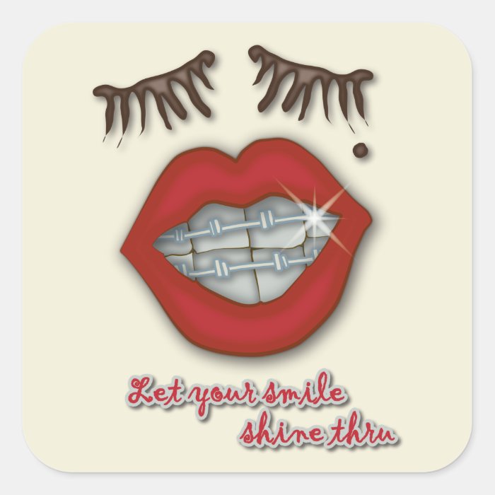 Shiny Braces, Red Lips, Mole, and Thick Eyelashes Stickers