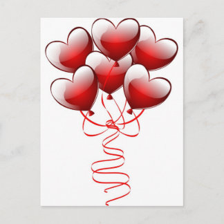 Shiny Bright Love Heart Balloons Postcard