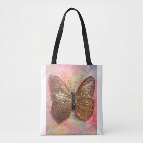 shiny bronze butterfly tote