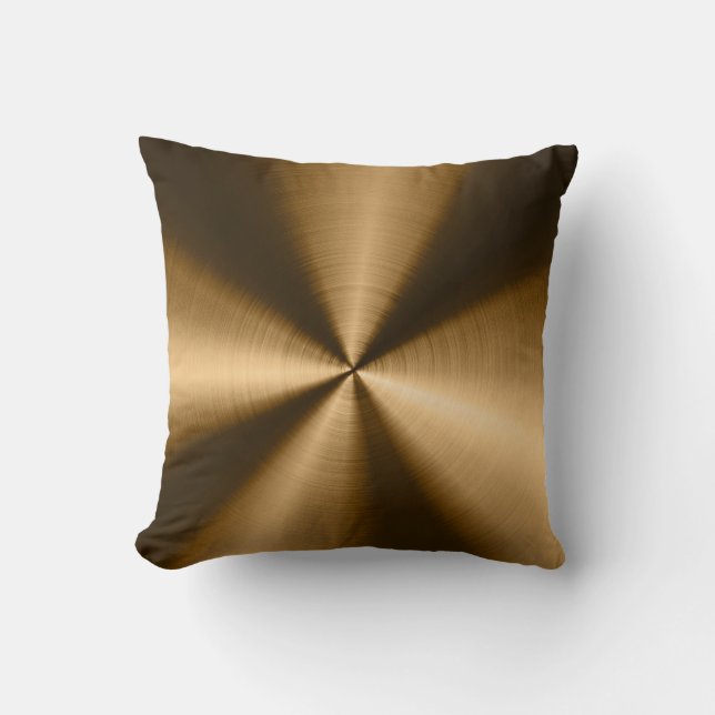 Shiny Brown Metallic Stainless Steel Look Throw Pillow (Front)