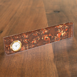 Shiny brownish coral, and embossed desk name plate