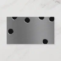 shiny brushed aluminum bullet holes business card