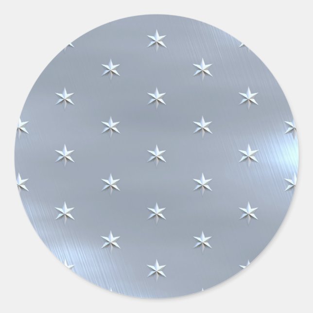 Shiny Brushed Star Metallic Texture Classic Round Sticker (Front)