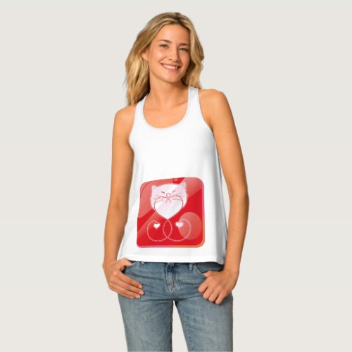 Shiny Cat Lover Button Tank Top