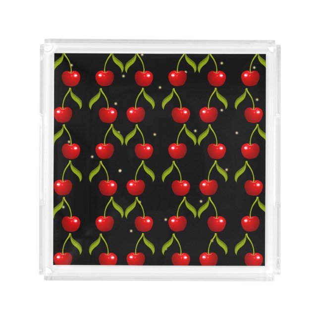 Shiny Cherries Pattern Acrylic Tray (Front)
