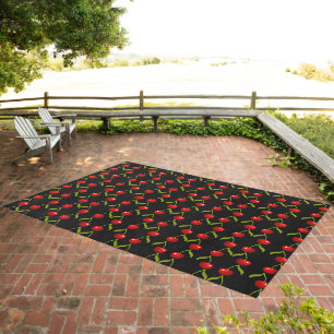Shiny Cherries Pattern Outdoor Rug