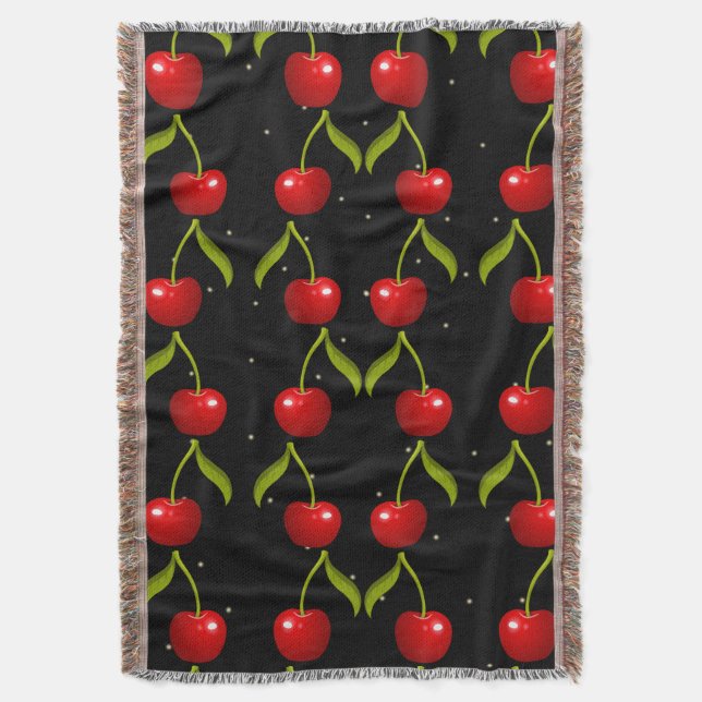 Shiny Cherries Pattern Throw Blanket (Front Vertical)