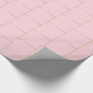 Shiny Chic Design Pink Color Gold Striped Glam Wrapping Paper