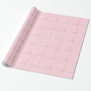 Shiny Chic Design Pink Color Gold Striped Glamour Wrapping Paper