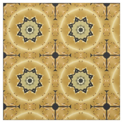 Shiny Chic Elegant Gold and Black Star Arabesque Fabric