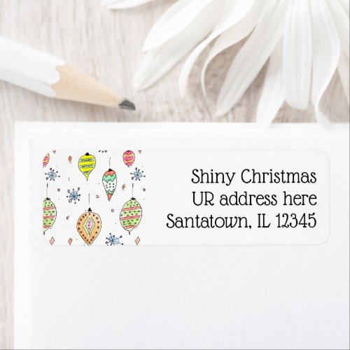 Shiny Christmas Ornaments Return Address Labels