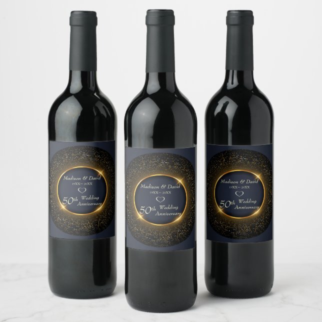 Shiny Circle and Glitter  Wine Label (Bottles)