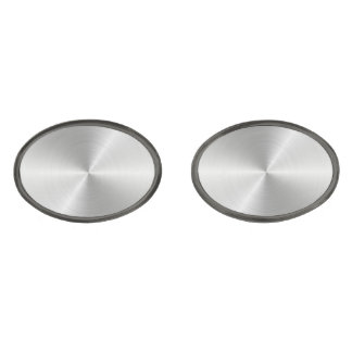 Shiny Circular Polished Metal Texture Gunmetal Finish Cufflinks