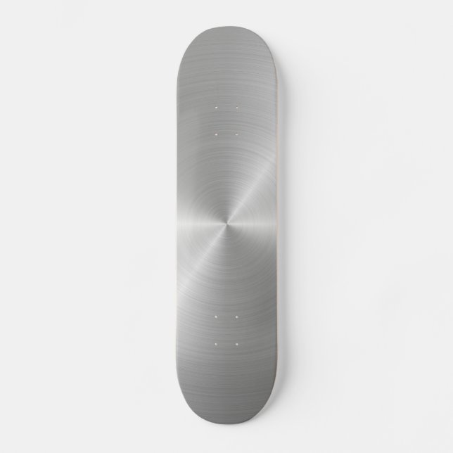 Shiny Circular Polished Metal Texture Skateboard Deck (Front)