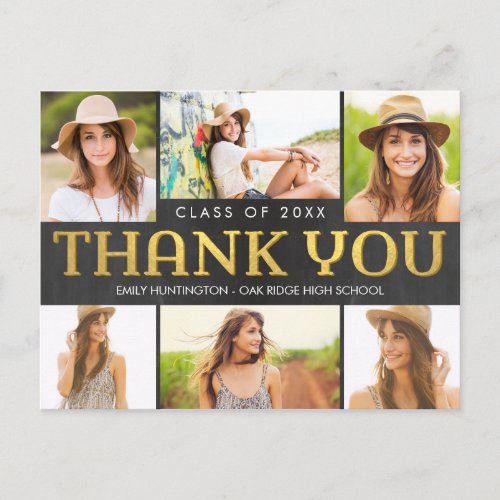 Shiny Collage Modern Graduation Thank You Postcard