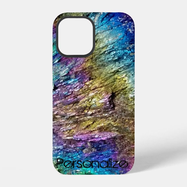 Shiny colored abstract pattern stone iPhone case (Back)