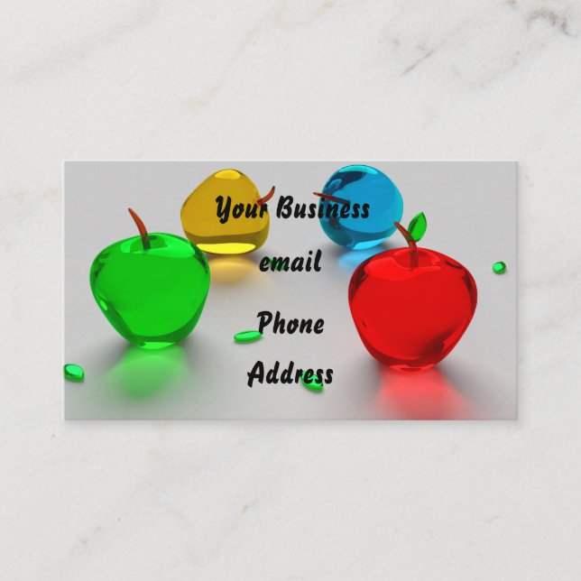 Shiny Colorful Glass Fruit Apples Business Card (Front)