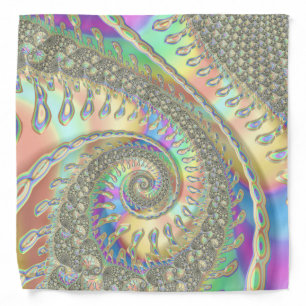 Shiny Colorful Spiral Fractal Digital Abstract Art Bandana