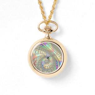 Shiny Colorful Spiral Fractal Digital Abstract Art Watch
