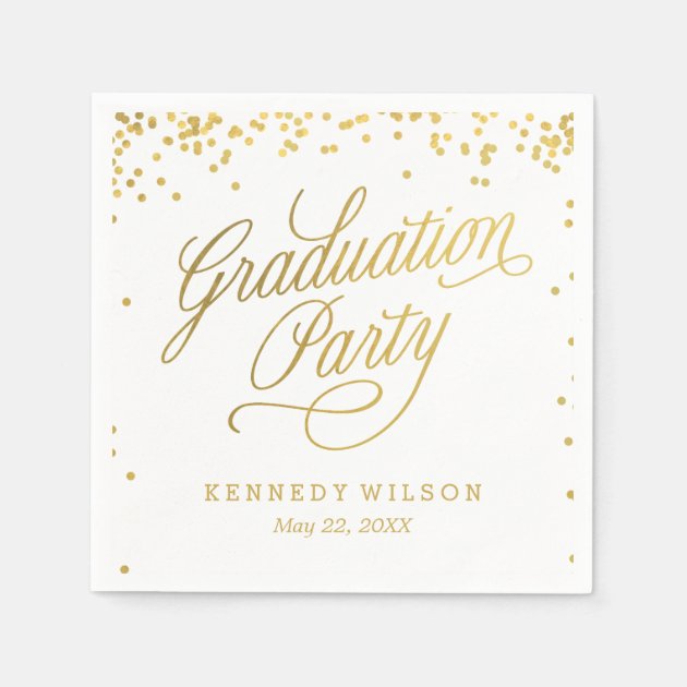 Shiny Confetti Editable Color Graduation Napkins