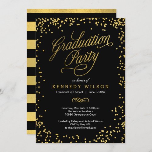 Shiny Confetti EDITABLE COLOR Graduation Party Invitation