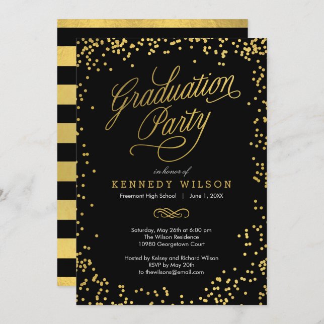 Shiny Confetti EDITABLE COLOR Graduation Party Invitation (Front/Back)